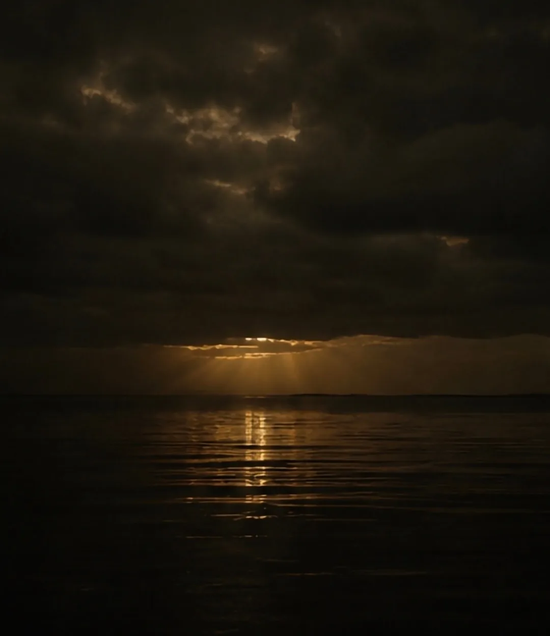 Dark sunset over the Caspian Sea