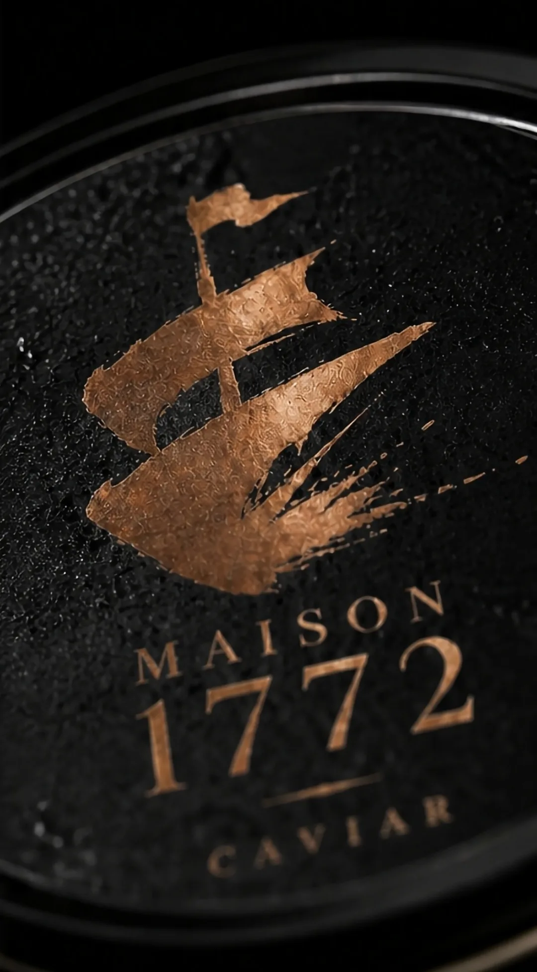 Close-up of a Maison 1772 caviar tin lid